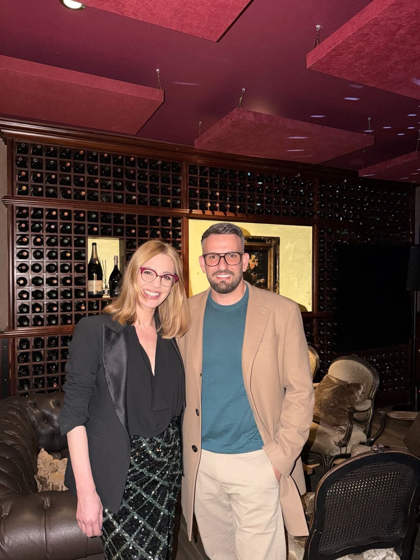 Guests at the Tiffany wine cellar